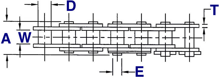 Single Strand Heavy Roller Chain Drawing (Top View)