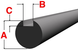 Carbon Steel Grade 1045 Keyed Shaft,1-3/4 Diameter,3/8 x 3/16 Keyway,6 Length 